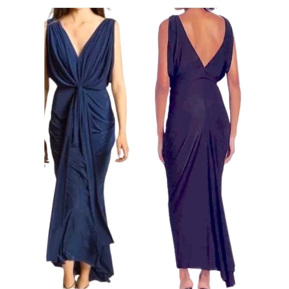 Misa Los Angeles Xenia elegant BLUE maxi dress Sleeveless Sz Small Wedding Chic